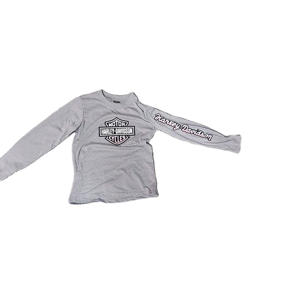 Harley-Davidson Girls Gray Long Sleeve T-Shirt Size 10/12 Logo